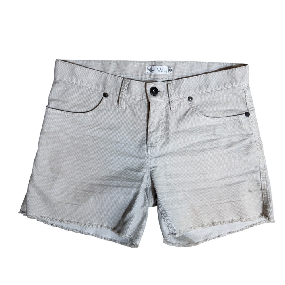 Carve Designs Gray Corduroy Raw Hem Shorts Womens Size 0 Organic Cotton Blend